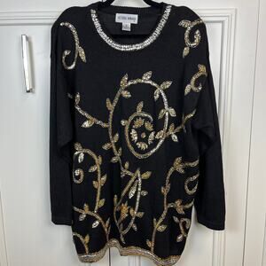 Victoria Woman Sequin Beaded Sweater 1X